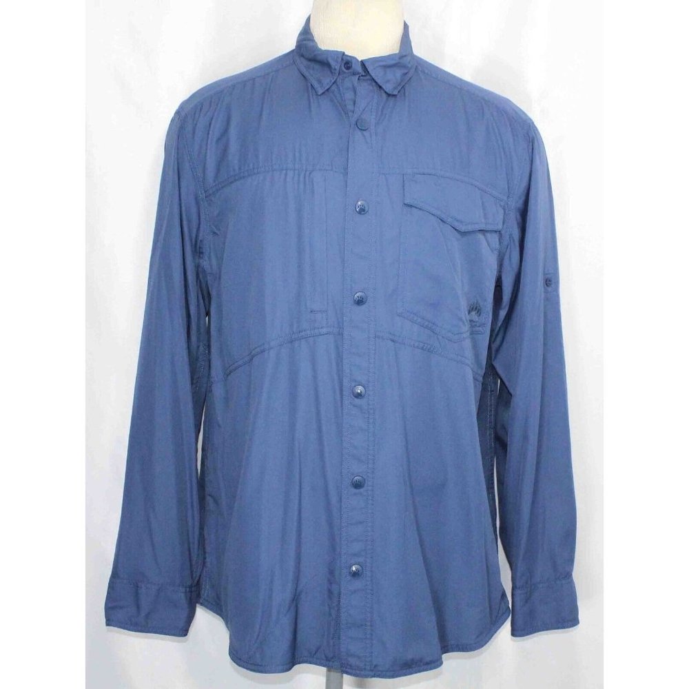 Duluth Alaskan HardGear Tongass Blue‎ L/S Button Wicking Shirt Mens Size Large
